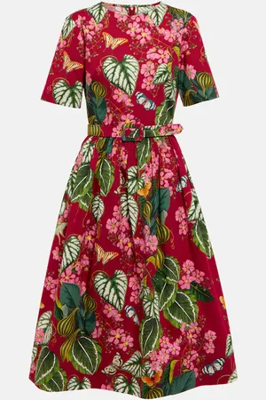 Oscar de la Renta Printed poplin midi dress