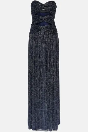 Costarellos Moreau cut-out plissÃ© gown