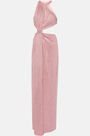 AREA Crystal-embellished jersey gown