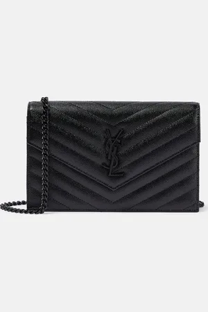 Saint Laurent Cassandre matelassÃ© envelope leather wallet on chain