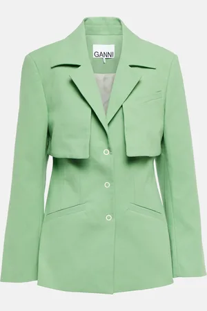 Ganni Single-breasted cotton canvas blazer