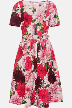 Oscar de la Renta Scoop-neck floral midi dress