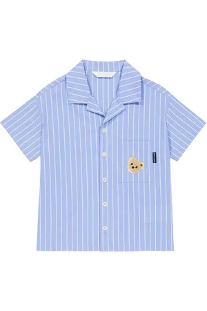 Palm Angels Logo striped cotton-blend shirt
