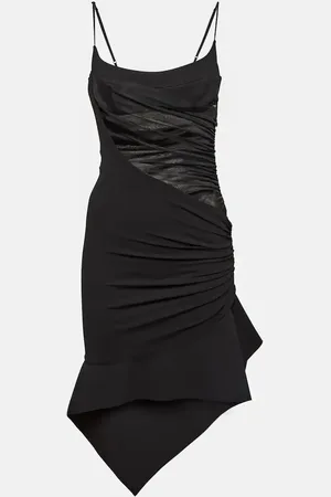 MUGLER Asymmetric gathered minidress