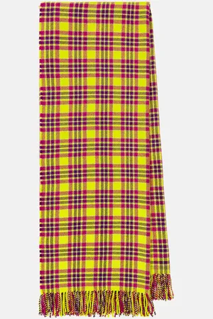 Etro Checked fringed virgin wool scarf