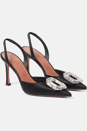 Amina Muaddi Camelia 90 satin slingback pumps