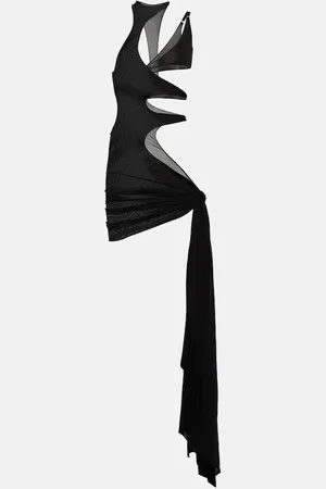MUGLER Asymmetric cutout crÃªpe beach dress