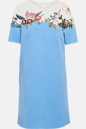 Oscar de la Renta Floral embroidered wool-blend minidress