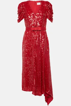 Erdem Asymmetric sequined midi dress