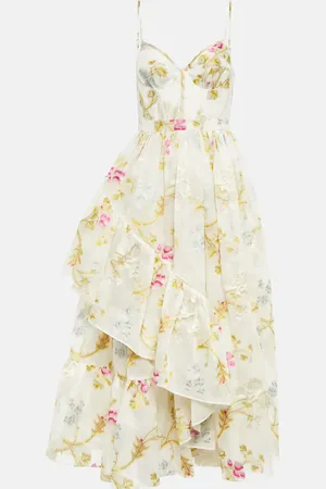 Erdem Alani linen and silk-blend midi dress