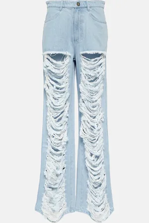 DION LEE Distressed low-rise wide-leg jeans