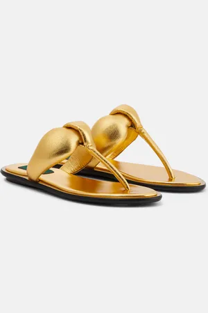 Puccini Metallic leather thong sandals