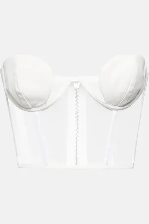 Nensi Dojaka Bridal tulle-paneled crÃªpe bustier