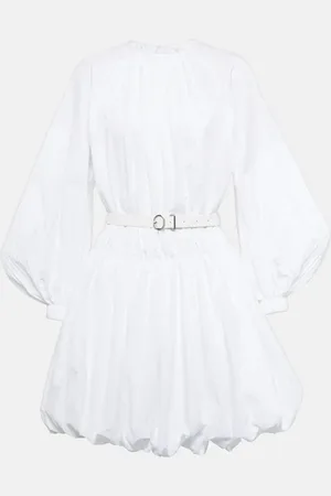 Jil Sander Leather-trimmed cotton poplin minidress