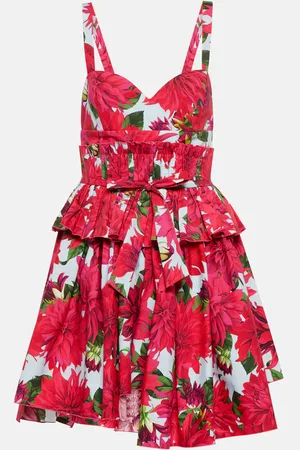 Oscar de la Renta Floral cotton poplin minidress