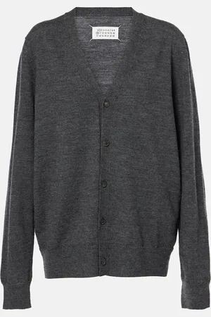 Maison Margiela Leather-trimmed wool cardigan