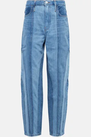 Frame Warped Stripe Barrel high-rise jeans