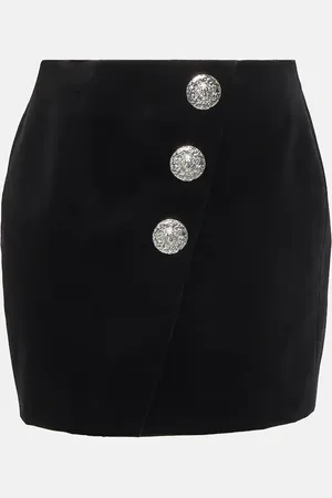 Balmain Embellished velvet miniskirt