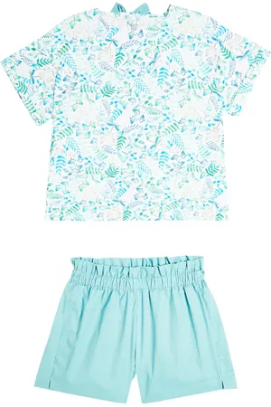 Il gufo Printed cotton T-shirt and shorts set