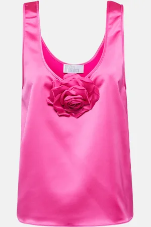 GIUSEPPE DI MORABITO Rose-appliquÃ© satin top