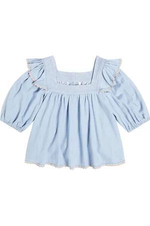 ZIMMERMANN Halcyon smocked denim top