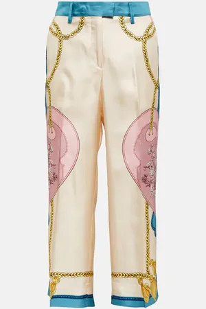 Etro Printed high-rise cropped silk pants