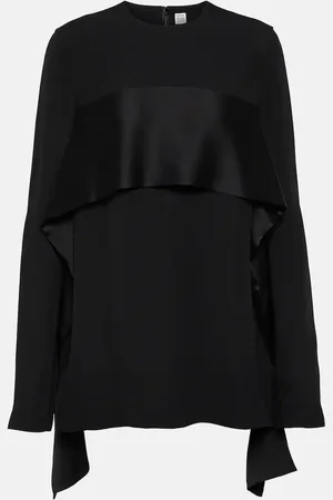 Totême Satin-trimmed crÃªpe top