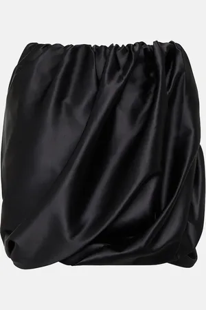 Ganni Ruched satin miniskirt