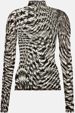 MUGLER Tulle and velvet top