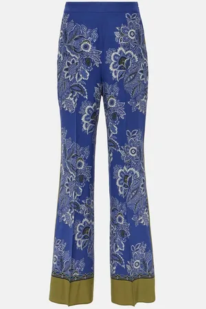 Etro Paisley high-rise silk wide-leg pants