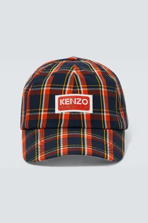 Kenzo Logo checked cotton baseball cap