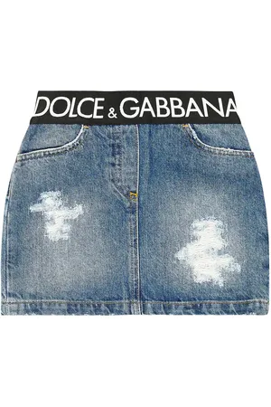 Dolce & Gabbana Logo distressed denim skirt