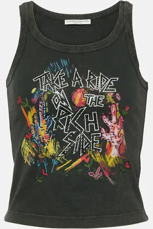 Alessandra Rich Printed cotton jersey tank top
