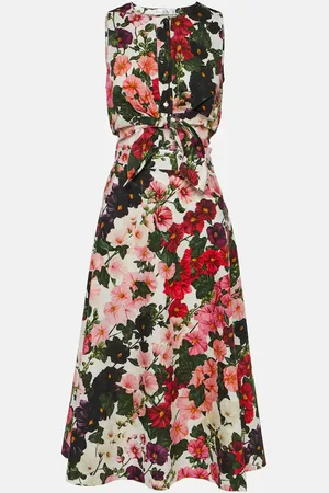 Oscar de la Renta Floral cotton-blend midi dress
