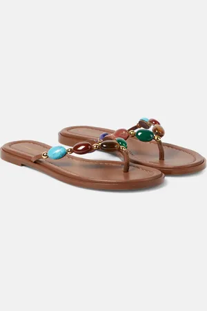 Gianvito Rossi Shanti embellished leather thong sandals