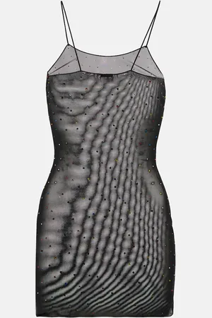 Oseree OsÃ©ree Gem embellished mesh slip dress