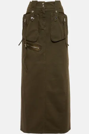 BLUMARINE Denim cargo maxi skirt