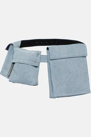 The Attico Leather-trimmed denim belt bag