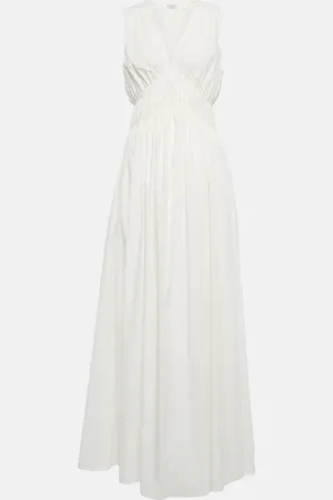 Brunello Cucinelli Ruched cotton maxi dress