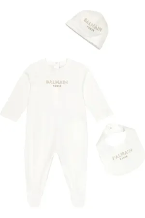 Balmain Baby cotton onesie, cap and bib set