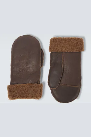 OUR LEGACY Shearling-trimmed leather mittens