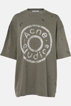 Acne Studios Distressed logo cotton-blend T-shirt