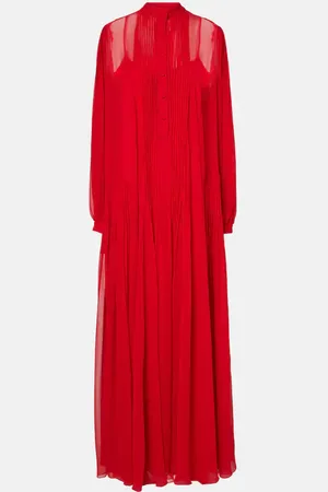 Costarellos Clarinda pleated silk georgette maxi dress