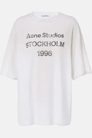 Acne Studios Distressed logo cotton and hemp T-shirt