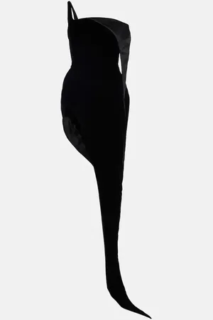 MUGLER Spiky asymmetric velvet corset dress