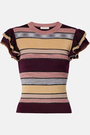 ULLA JOHNSON Cecile ruffled striped top