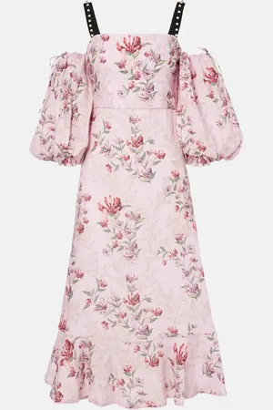 Agua by Agua Bendita Mercedes Wisteria floral linen midi dress