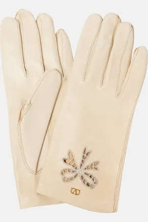 VALENTINO GARAVANI VLogo Signature embroidered leather gloves