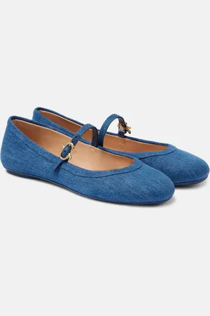 Gianvito Rossi Carla denim Mary Jane flats