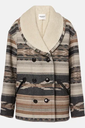 Marant Etoile Dorcas faux shearling-trimmed peacoat